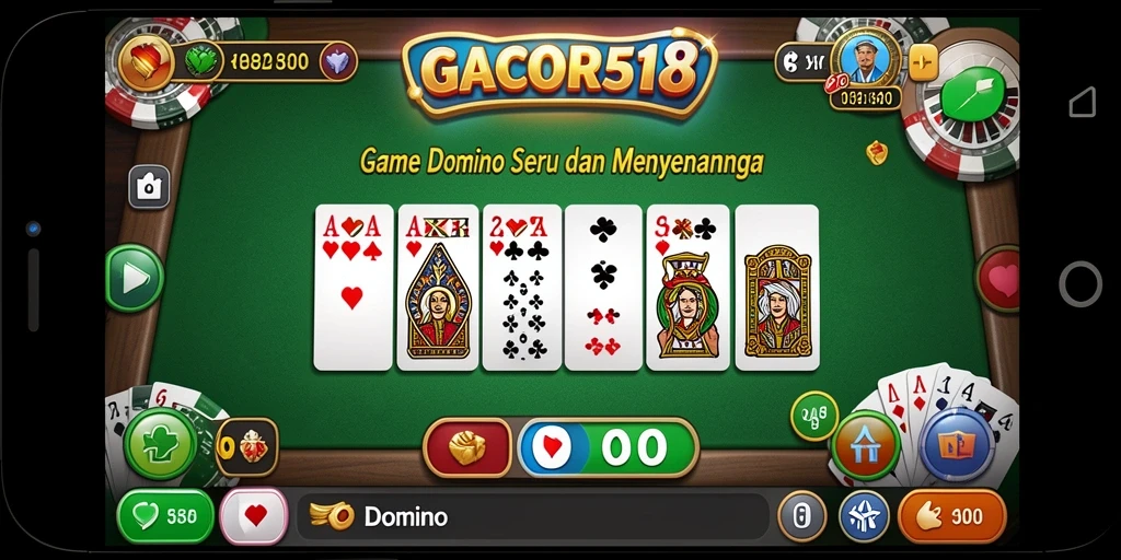 Screenshot GACOR518 menampilkan antarmuka permainan domino yang menarik.