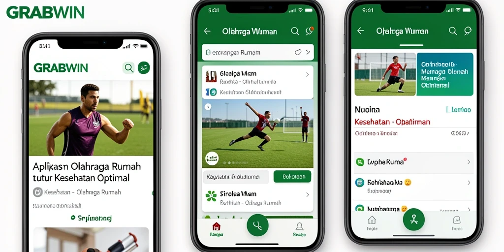 Tampilan antarmuka GRABWIN yang user-friendly untuk olahraga rumah.