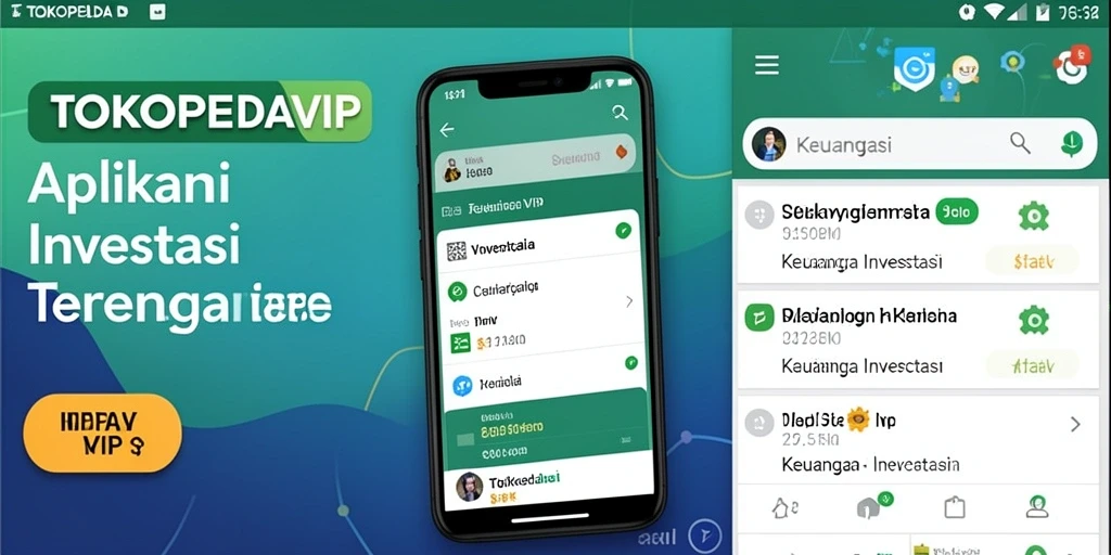 Antarmuka aplikasi TOKOPEDIAVIP untuk investasi yang user-friendly.