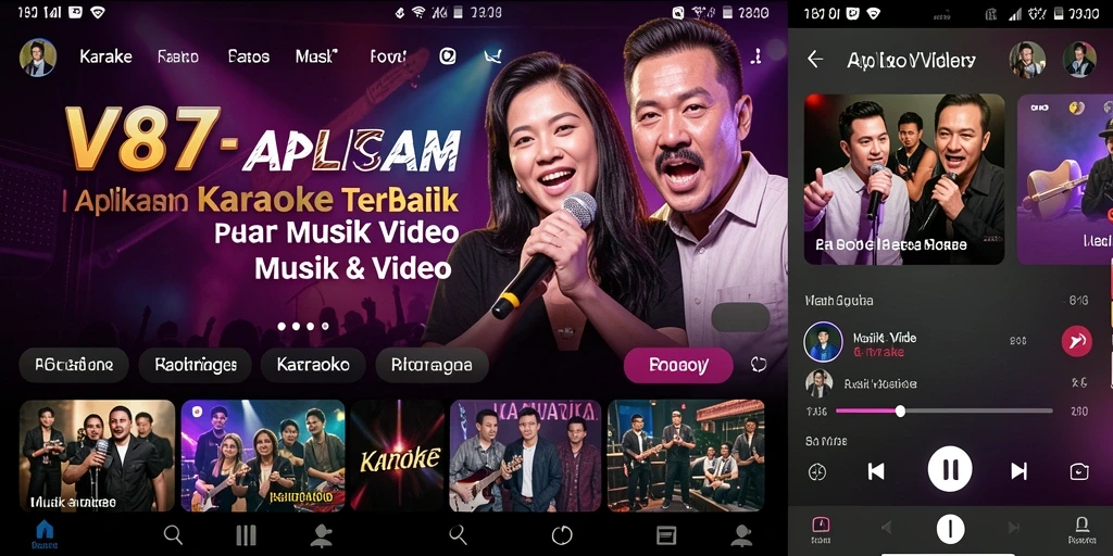 Antarmuka V87 dengan pilihan lagu yang beragam untuk karaoke.